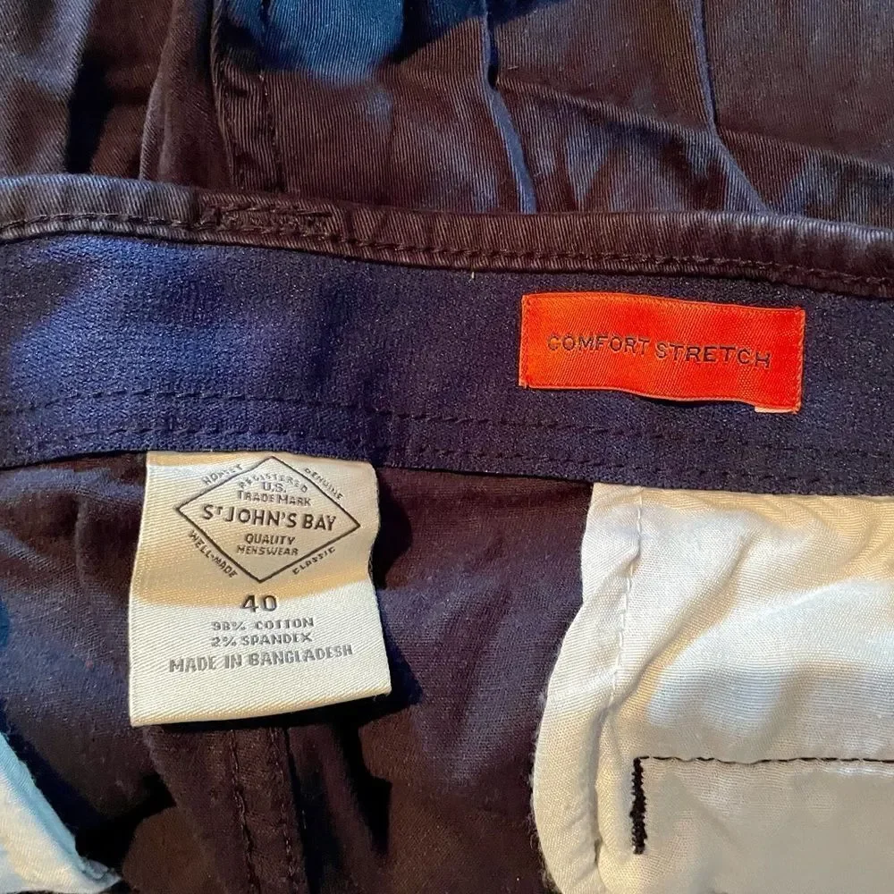 ST. JOHN’s BAY COMFORT STRETCH 10” MEN’s CARGO SHORT IN NAVY BLUE SIZE 40